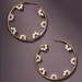 Anthropologie Jewelry | Anthropologie Floral Inlay Hoop Earrings - Nwt | Color: Gold/White | Size: Os