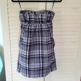 American Eagle Outfitters Dresses | 3/$30american Eagle Outfitters Gingham Cotton Strapless Dress Size4 Zipper Back | Color: Blue/Gray | Size: 4