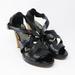 Coach Shoes | Coach Sandals Womens 9.5 Auriella Black Patent Leather Wood Cone Heel Strappy | Color: Black | Size: 41