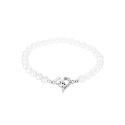 Elli Bransoletka Herz Perle Kristalle Silber 17 cm Damen Image