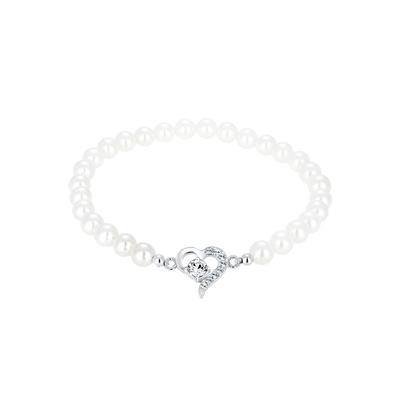 Elli - Elli Bransoletka Herz Perle Kristalle Silber Armbänder & Armreife Damen