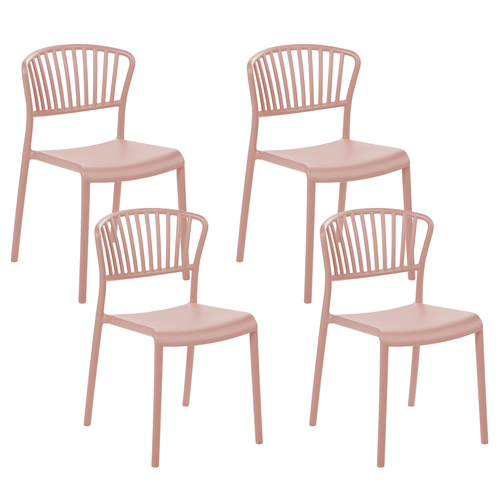 Esszimmerstühle 4er Set in Rosa aus Kunststoff für Innen- und Außenbereich Geeignet Moderner Stil Plastik Gartenstühle für Garten Esszimmer
