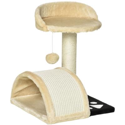 PawHut Kratzbaum Katzenbaum mit Spielbällen Katzenkratzbaum Sisalseil-Kratzstangen Beige 35,5 x 37