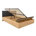 Lit coffre 160x200 avec banc et sommier inclus naturel et noir