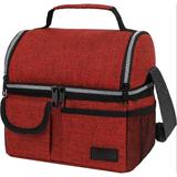 Prep & Savour Bjarkey Insulated Picnic Cooler Cotton Canvas in Red/Black/Brown | 10 H x 10 W x 7.5 D in | Wayfair 6727AAEFE7FA4674A7608671CC025635