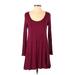 Rolla Coster Casual Dress - A-Line: Burgundy Solid Dresses - Women's Size Small
