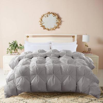 Pintuck Stitch White Duck Down Comforter by St. James Home in Gray (Size FL/QUE)