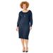 Plus Size Women's Liz&Me® Boatneck Sweater Dress by Liz&Me in Navy (Size 3X)