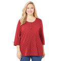 Plus Size Women's Liz&Me® Knit Henley Top by Liz&Me in Classic Red Dot (Size 5X)