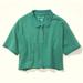 American Eagle Outfitters Tops | Ae American Eagle Outfitters Cropped Polo Shirt, Blue /Green | Color: Blue/Green | Size: M