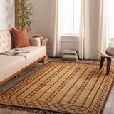 Maia 6' x 9' Handmade Jute Moroccan Jute Clay/Caramel/Gemstone/Chocolate Brown/Tan/Charcoal/Dark Brown Area Rug - Hauteloom