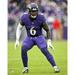 Patrick Queen Baltimore Ravens Unsigned Prepares for Defensive Play Photograph