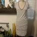 Athleta Dresses | Athleta Topanga Short Sleeve Striped Gray Ruched Sides T-Shirt Dress Size Xs | Color: Gray/White | Size: Xs