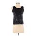 Alfani Faux Leather Top Black Scoop Neck Tops - Women's Size P Petite