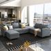 Gray/Blue Sectional - Latitude Run® U shaped Corner Modular Sectional Reversible Sofa Couch w/ Storage Seat Polyester | Wayfair