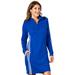 Vevo Active Women's Long-Sleeved Track Dress (Size 2X) Cobalt/White, Cotton,Polyester