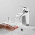 Robinet Salle Bain Cascade, Mitigeur Lavabo Robinetterie Inox, Robinet Salle de Bain Bec Aplati