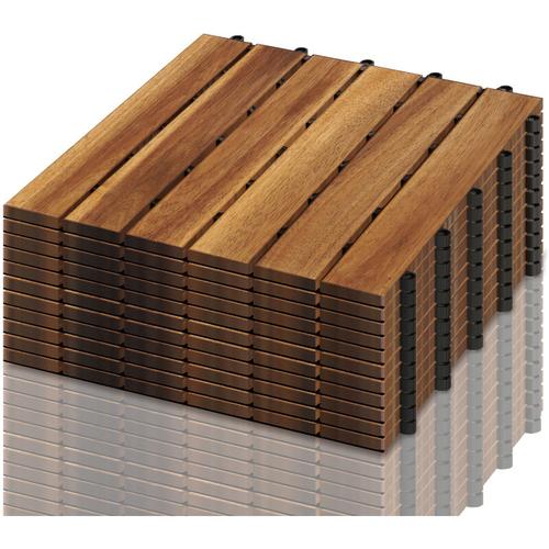 Swanew – 22 Stück Akazienholz Holzfliesen, 30x30cm Balkonfliesen Gartenfliesen Terrassenfliesen,