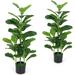 Costway 2-Pack Artificial Fiddle Leaf Fig Tree for Indoor and Outdoor