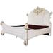 Faux Leather Bed in Two-Tone Ivory and Antique Pearl