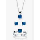 Women's 3-Piece Birthstone .925 Silver Necklace, Earring And Ring Set 18" by PalmBeach Jewelry in September (Size 5)