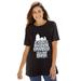 Plus Size Women's Peanuts Short Sleeve Crew Tee Black Snoopy Leopard by Peanuts in Black Snoopy Leopard (Size 4X)