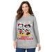 Plus Size Women's Disney Long-Sleeve Fleece Sweatshirt Xmas Heather Grey Mickey Minnie by Disney in Heather Grey Mickey Minnie (Size 3X)