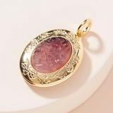 Anthropologie Jewelry | Last Call!!! Rare Anthropologie 14k Gold Plated Etched Locket Nwt | Color: Gold/Pink | Size: Os