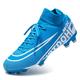 YOVKSI Men's Football Boots Hightop Turf Cleats Football Shoes Athletic FG Soccer Shoes Outdoor Indoor Sports Shoes Blue 8.5