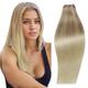 RUNATURE Sew in Hair Extensions Real Human Hair Blonde Ombre Human Hair Double Weft Sew in Extensions Blonde Human Hair Weft Extensions 12 Inch 70g