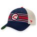 Men's Fanatics Branded Navy/Natural Cleveland Indians True Classic Retro Striped Trucker Snapback Hat