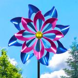 Exhart Double Metal Pinwheel Garden Kinetic Spinner Stake, 18 by 69.5 Inches Tall Metal | 69.5 H x 18 W x 5 D in | Wayfair 72773-RS