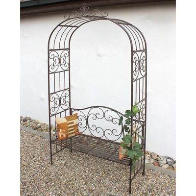 Dandibo - Rosenbogen mit Sitzbank Metall Stabil 120 cm Breit 120852 Rankgitter Bank Spalier Pergola