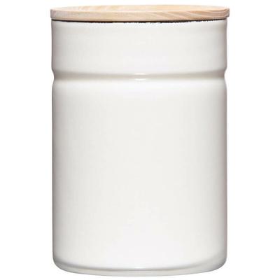 Riess Vorratsdose mit Holzdeckel Ø8cm 525ml pure white Emaille Image