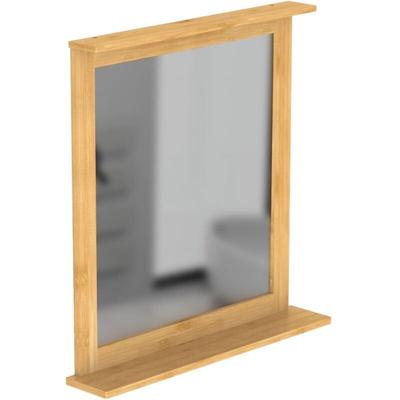 Badspiegel Bambus, Badezimmer Spiegel mit Ablage, nachhaltige Badmöbel Bambus, Spiegel Flur - Braun