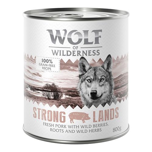 6x800g Adult Strong Lands Schwein Wolf of Wilderness Hundefutter nass getreidefrei