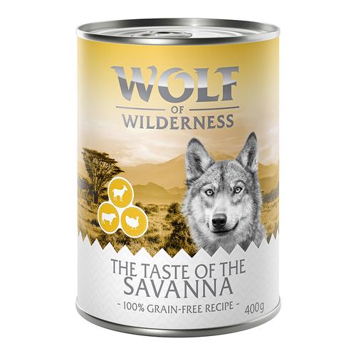 6x400g Wolf of Wilderness Taste of The Savanna Hundefutter nass getreidefrei