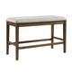 Wooden Frame Counter Height Bench Light Oak Finish Mindy Veneer Gray Textured Fabric Upholstery Dining Room Furniture