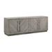 Jose 74 Inch Acacia Wood Console Sideboard, Herringbone Design, Gray