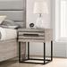 Roundhill Furniture Alvear Contemporary Wood Nightstand with Metal Base, Weathered Gray