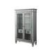 Curio Cabinet with 2 Glass Doors and Medallion Carving, Silver