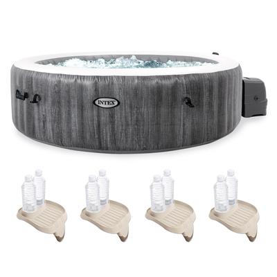 INTEX PureSpa Greywood Inflatable Spa & Attachable Drink & Snack Tray (4 Pack) - 126