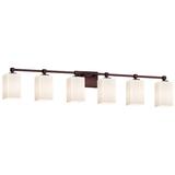 Fusion Tetra 6-Light Square Bath Bar - Flat Rim Shade - Ribbon - Bronze