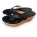 Coach Shoes | Coach Patent Leather Jorgina Cork Wedge Heels W/ “C” Detail Thong Portion Sz. 7 | Color: Black | Size: 7