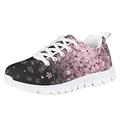 Showudesigns Sakura Girls Shoes Pink Cherry Blossom Flower Sneakers Size 3 Running Shoes Athletic Shoe Lightweight Trainers Breathable Mesh Shoes for Tennis Trekking Hiking