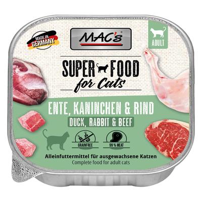 Sparpaket 64x100g MAC's Cat Schale Ente, Kaninchen & Rind Katzenfutter nass