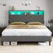 17 Stories Full Size Led Bed Frame w/ Headboard, Diamond Button Tufted Platform Bed w/ Outlets & Usb Ports | 47.7 H x 56 W x 79 D in | Wayfair