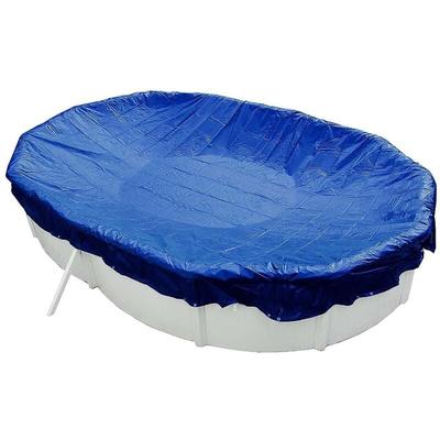 Abdeckplane Oval 700x420 cm Blau mit Übermaß Sommer & Winter Pool Schwimmbad Image