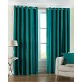 Riva Home Fiji Faux Silk Eyelet Lined Curtains, Teal, 90 x 90 Inch