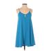 Lila Clothing Co. Casual Dress - Slip dress: Blue Solid Dresses - Women's Size Small